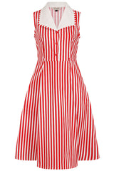 Banned Retro 50s Genevieve Swing Striped Dress-Red