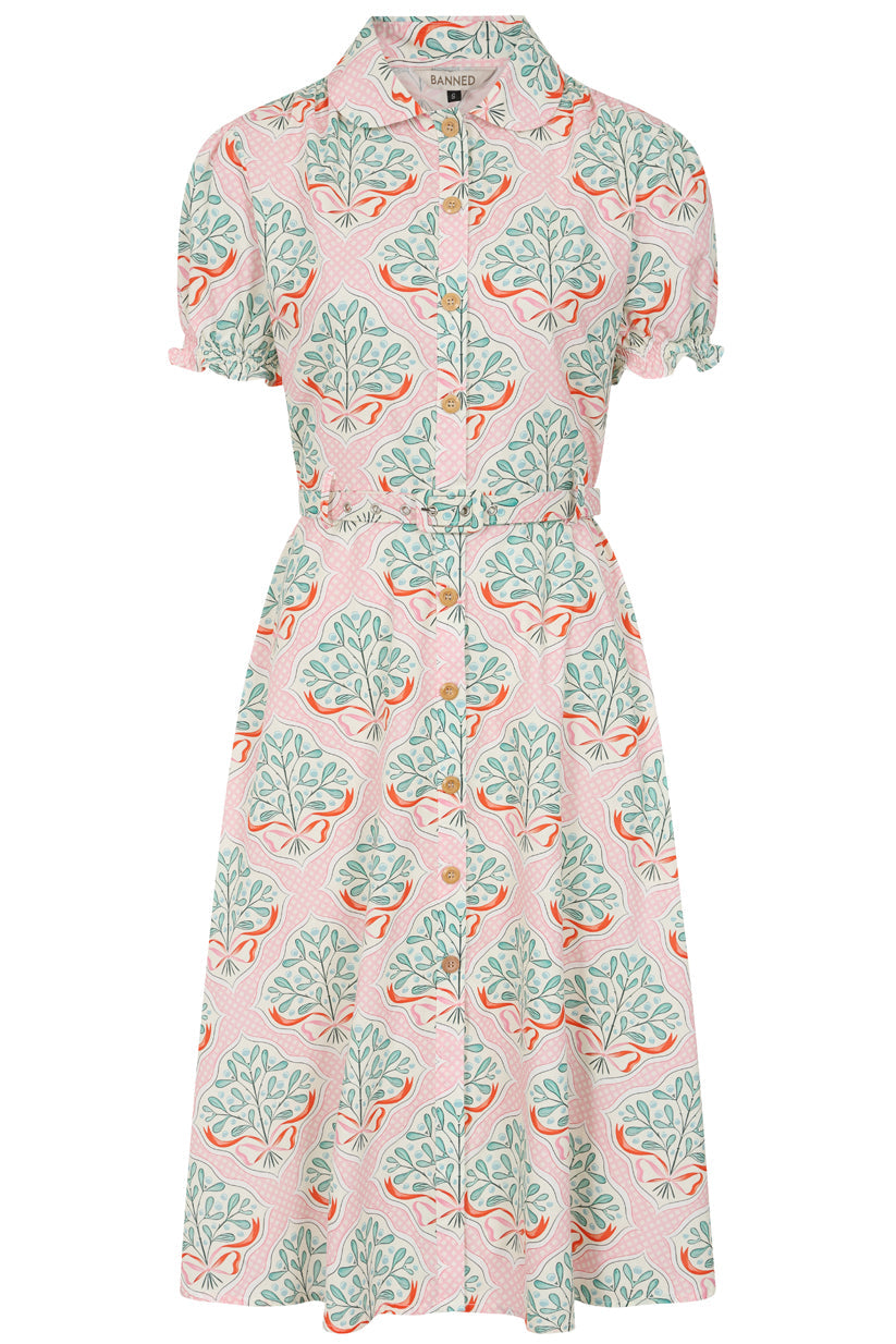 Banned Retro 50s Star Folk P|ink Dress-Pink