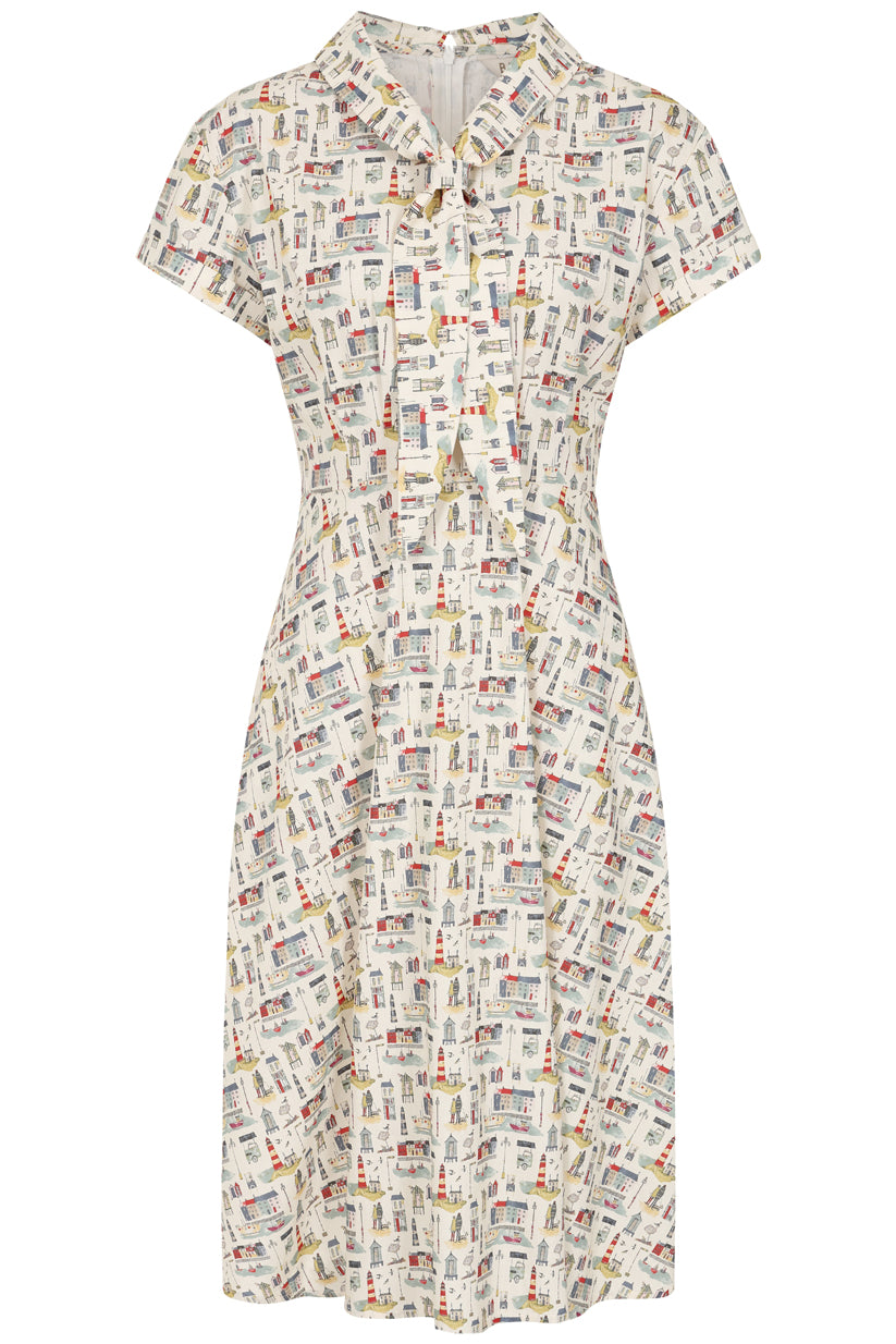 Banned Retro 40s Shirley Seaside Dress-Cream