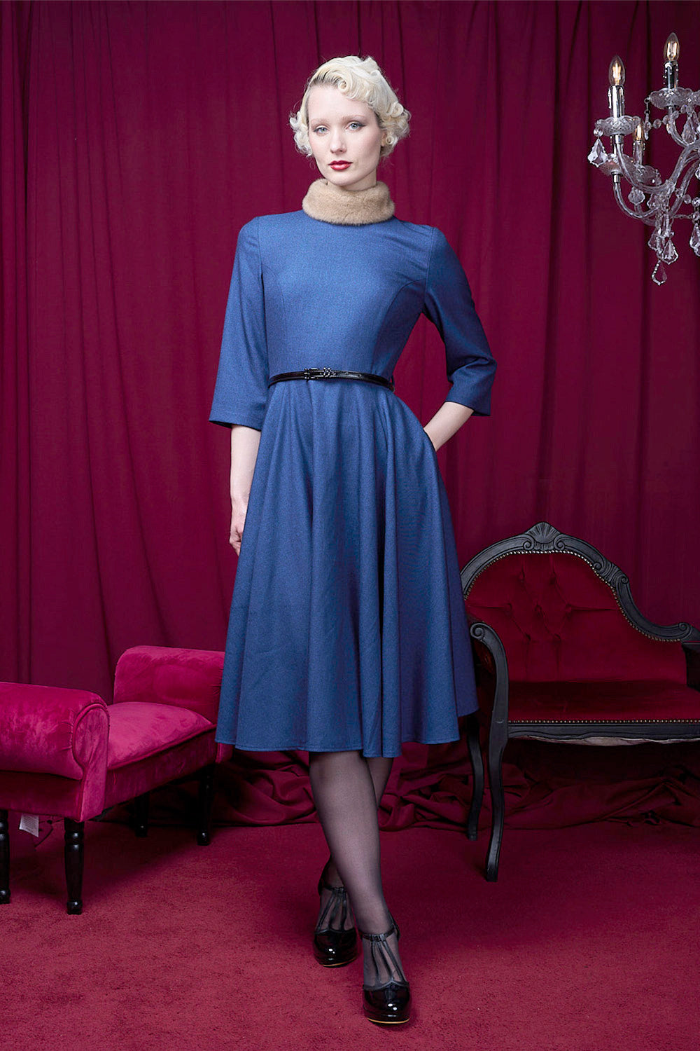 Banned Retro Lorna Fur Collar Dress