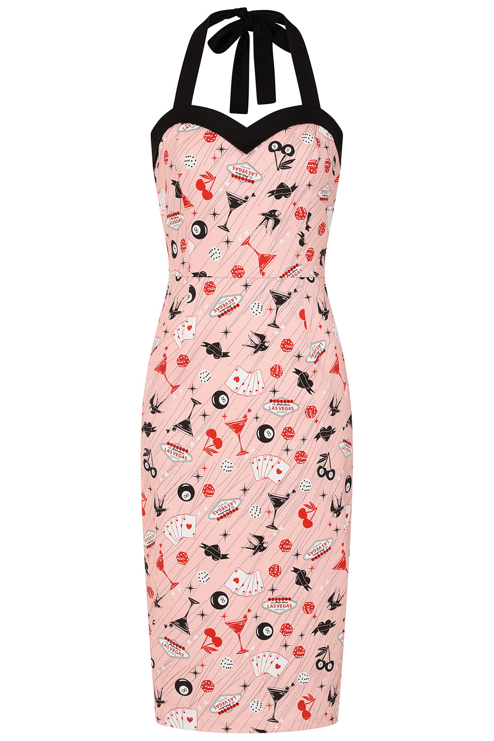Banned Retro 50s Rhona Viva Las Vegas Pencil Dress-Pink