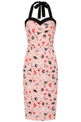 Banned Retro 50s Rhona Viva Las Vegas Pencil Dress-Pink