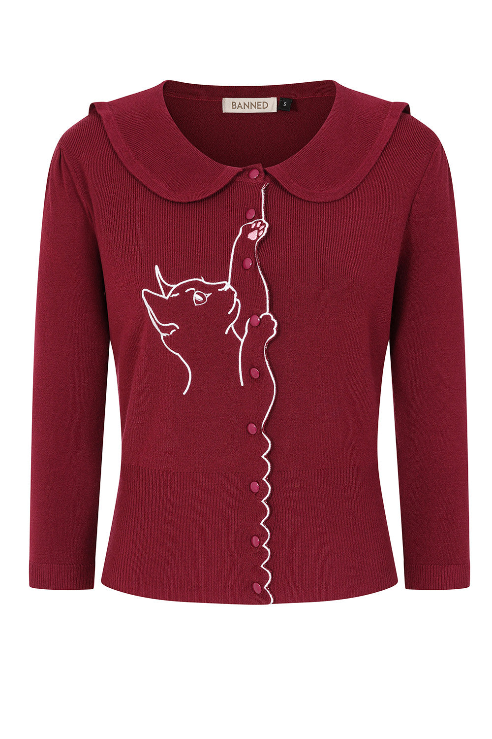 Banned Retro Cat Scalloped Collar Cardigan