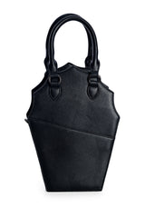 BANNED Ghoul Coffin Red Bag | Shimmer Quilted Gothic Handbag with Spider Web-Black-One Size