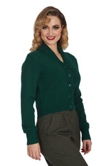 Banned Violet 40s/50s Crop Cardigan - Retro Style Shawl Collar Button-Up
