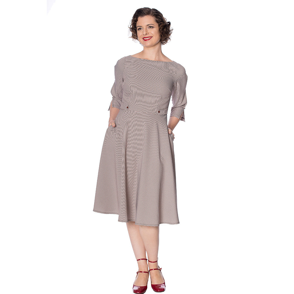 THE BETTY FIT AND FLARE CHECK DRESS