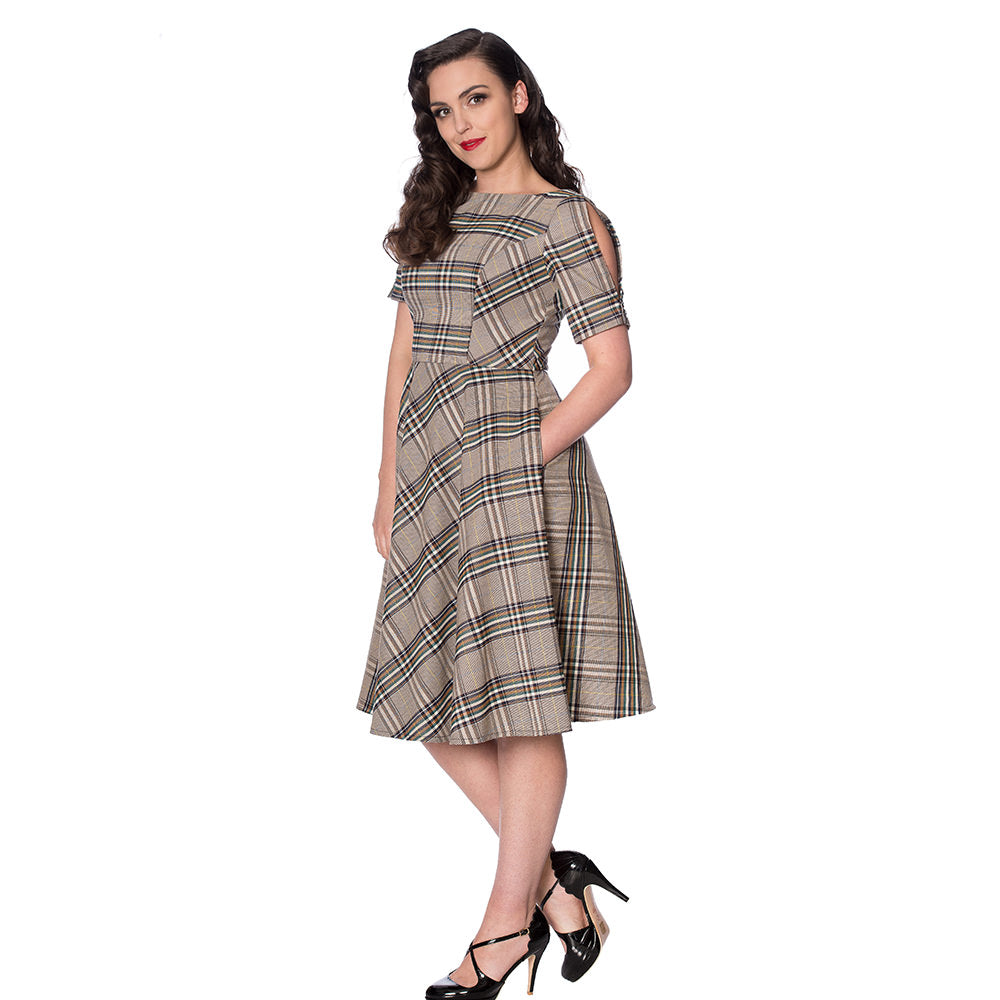 CUTIE CHECK FIT AND FLARE DRESS