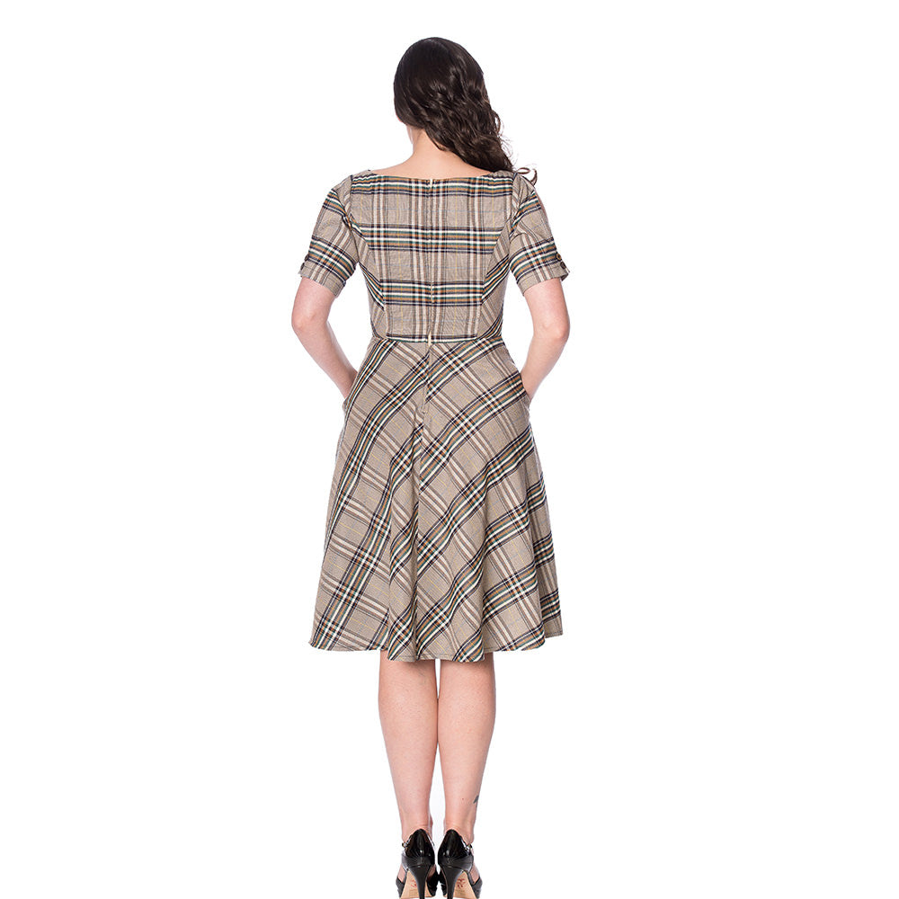 CUTIE CHECK FIT AND FLARE DRESS
