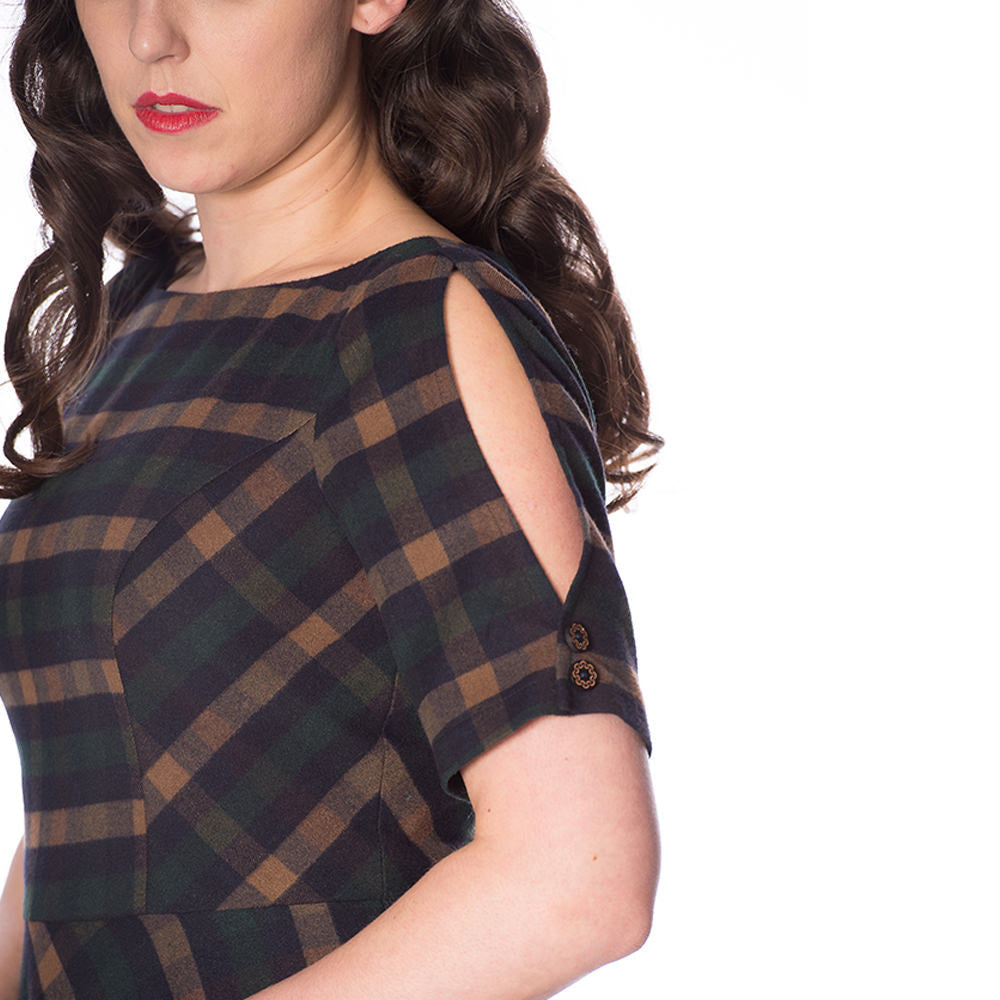 SWEET DAISY FIT AND FLARE CHECK DRESS