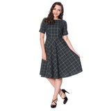 MRS CLAUS FIT AND FLARE CHECK DRESS