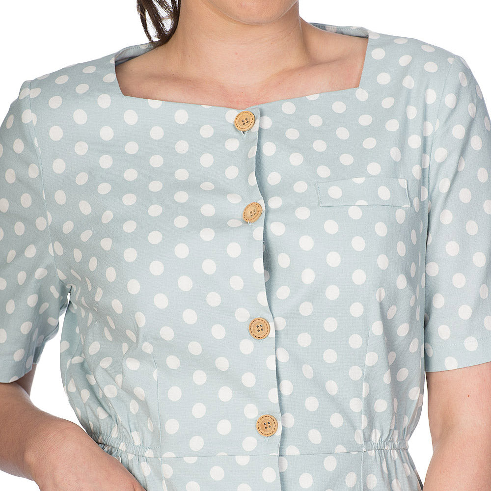 POLKA BUTTON UP DRESS