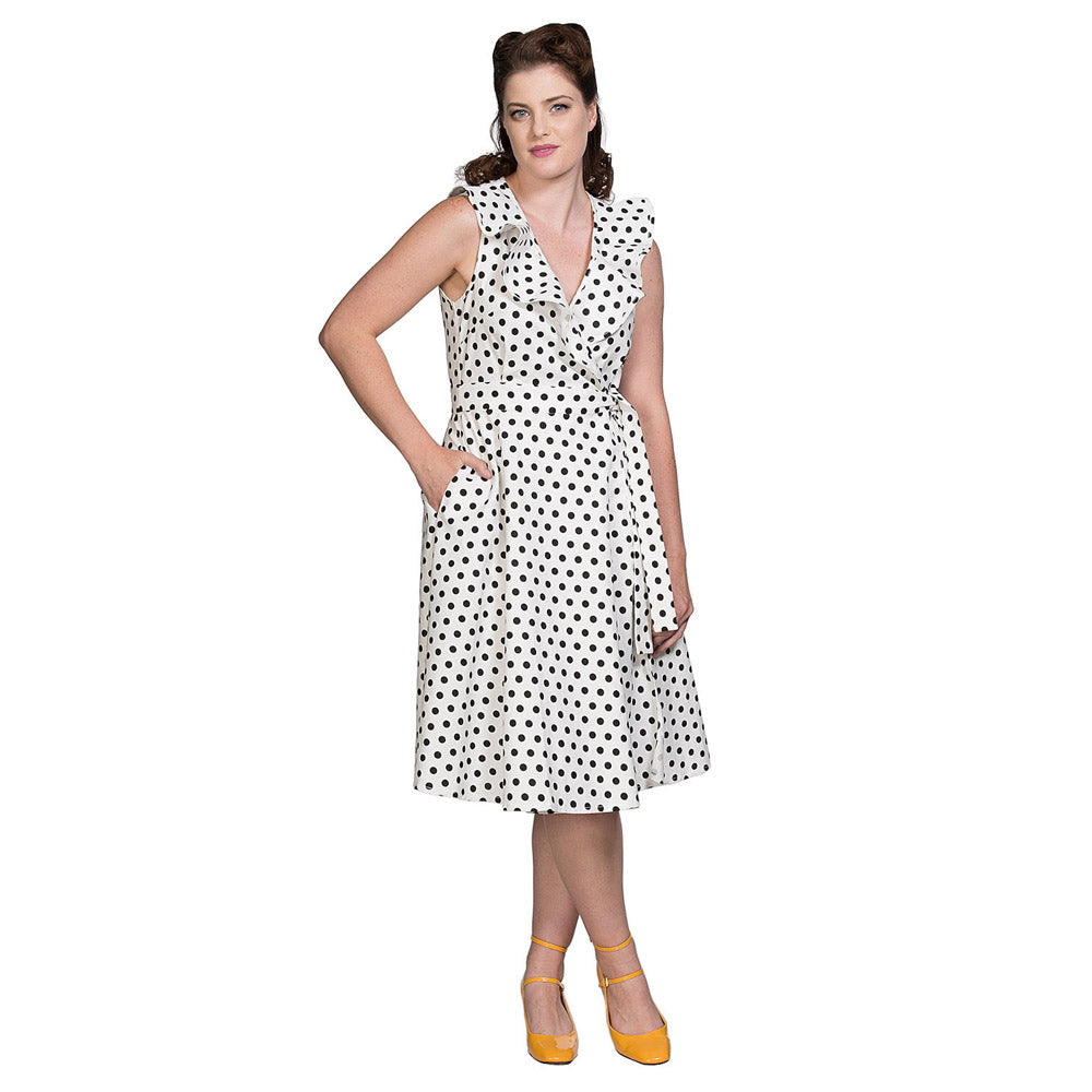 POLKA WRAP FIT & FLARE DRESS