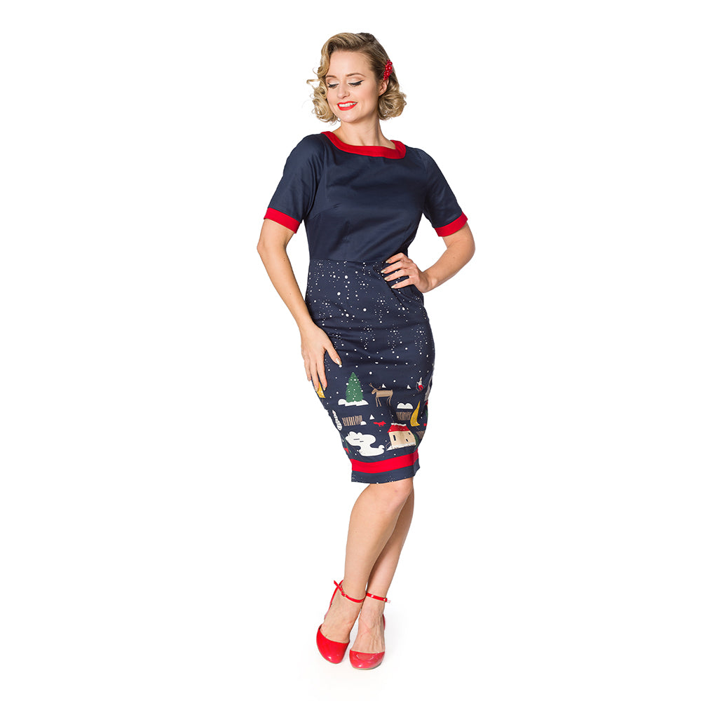 CHRISTMAS TOWN PENCIL DRESS