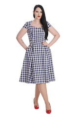 ROW BOAT DATE CHECK SWING DRESS