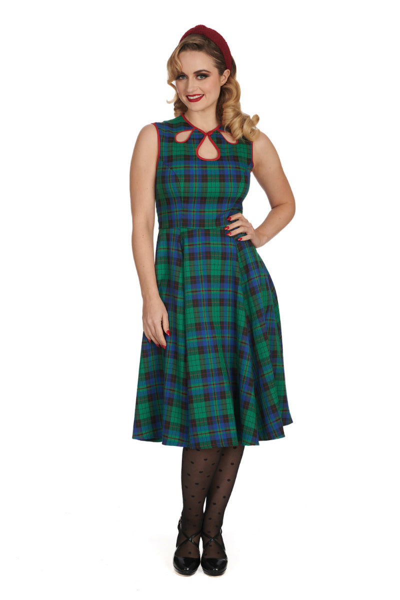 WINTER CHECK FLARE DRESS