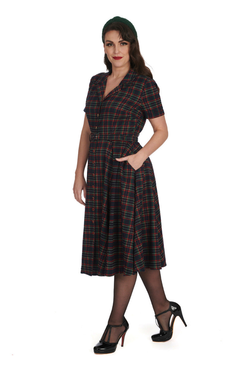 MERRY HOliveDAYS BUTTON COLLAR DRESS