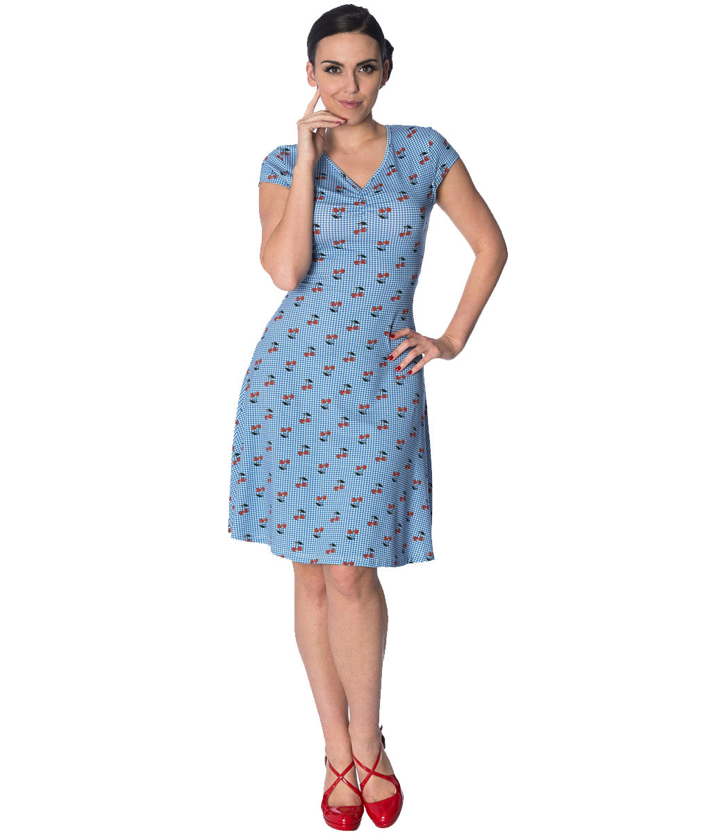 CHERRY LOVE CAP SLEEVE DRESS