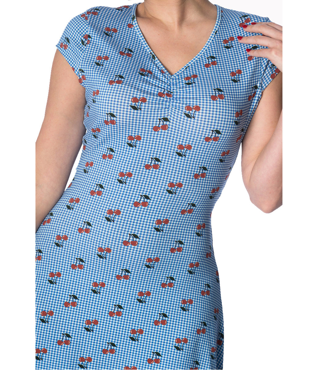 CHERRY LOVE CAP SLEEVE DRESS