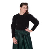 Banned Retro 1950's Luxury Soft Puff Sleeve Long Sleeve Vintage Jumper Black