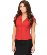 Banned Retro 1950's Dream Master Rita Shirt Lipstick Red