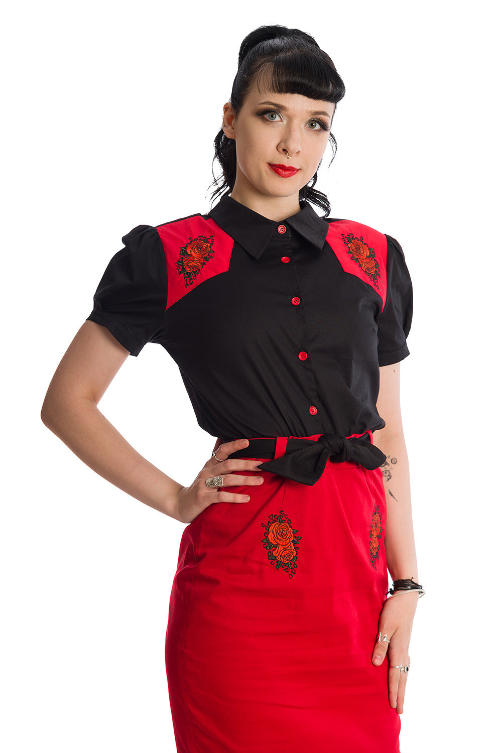 Banned Retro Blooming Rose Rockabilly Shirt