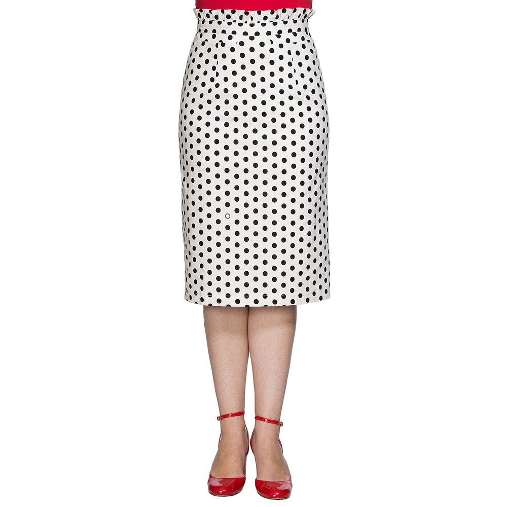 POLKA FRILL PENCIL SKIRT