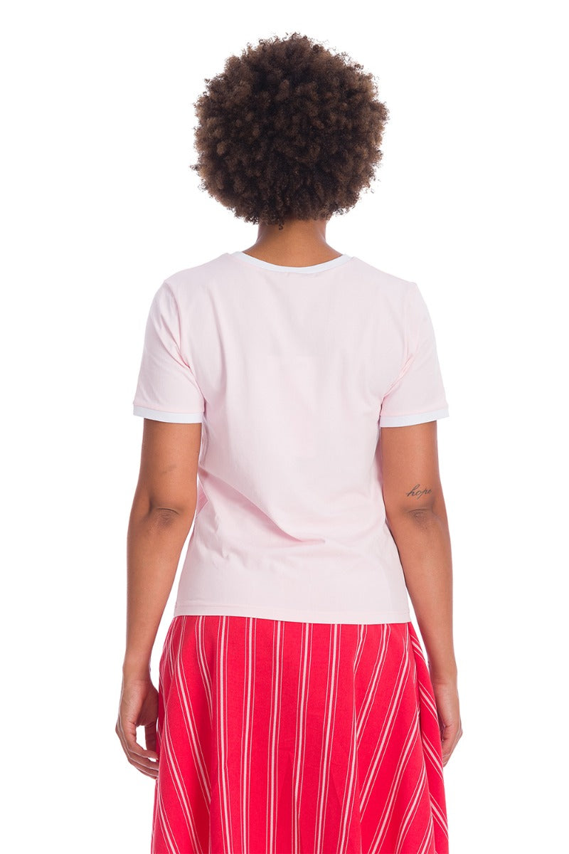 Banned Retro 70's Merry Cherry Dreams Didi Crew Neck Vintage T-Shirt Blush Pink