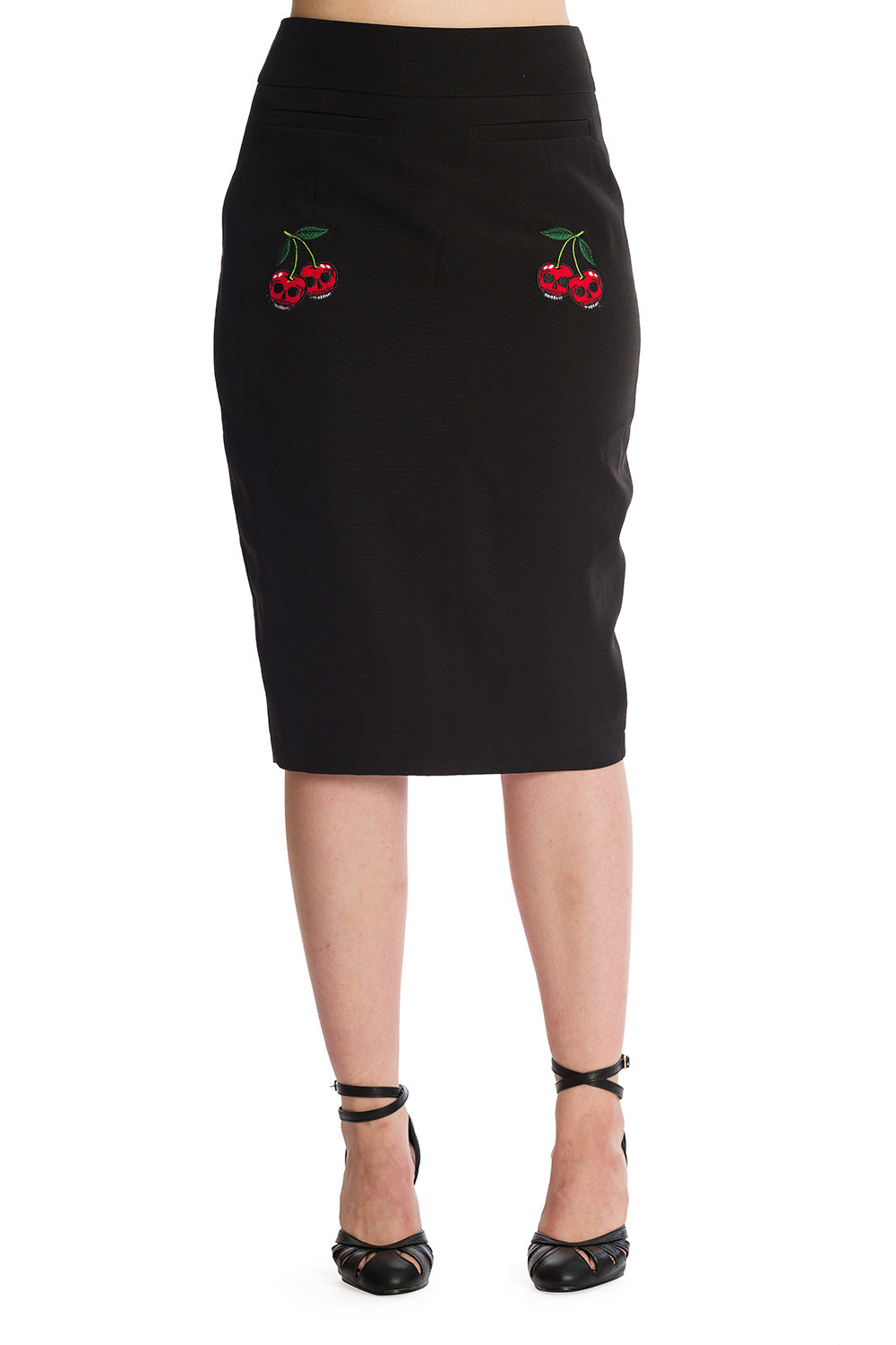 Banned Retro Cherry Jane Rockabilly Pencil Skirt Black