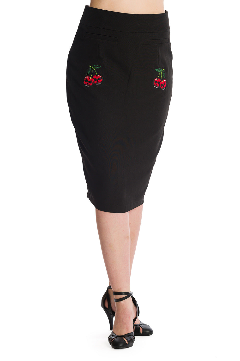 Banned Retro Cherry Jane Rockabilly Pencil Skirt Black