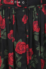 Banned Millie Rose Garden Circle Skirt - Retro Style Floral Swing Skirt with Belt-Black