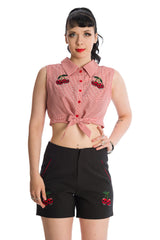 Banned Retro Cherry Up Tie Crop Top Red