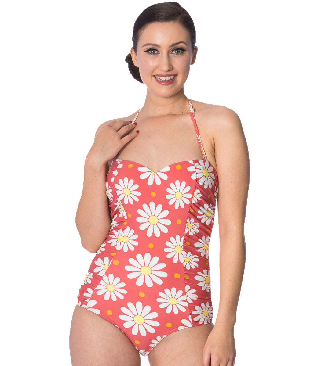 CRAZY DAISY HALTERNECK SWIMSUIT