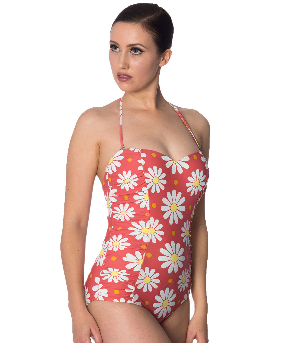 CRAZY DAISY HALTERNECK SWIMSUIT