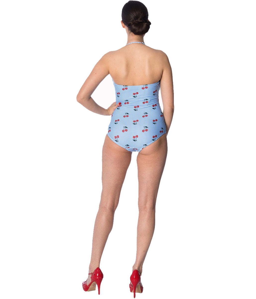 CHERRY LOVE HALTERNECK SWIMSUIT