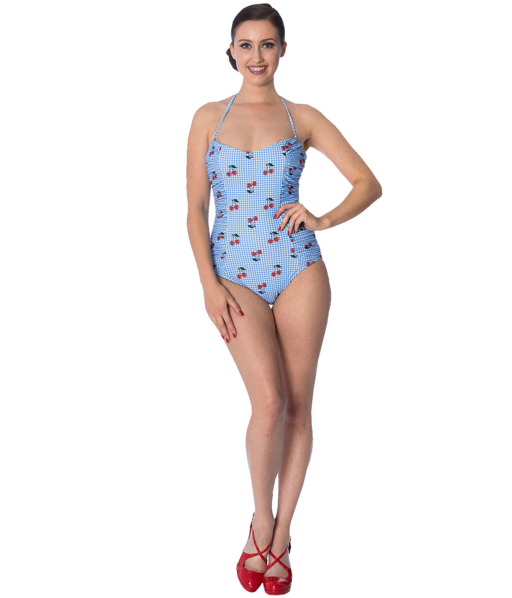 CHERRY LOVE HALTERNECK SWIMSUIT