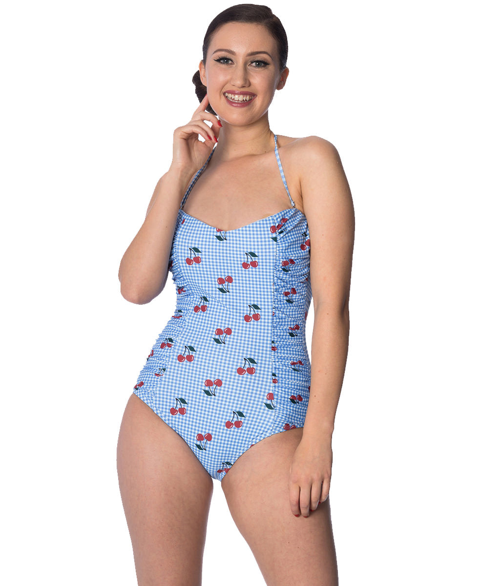 CHERRY LOVE HALTERNECK SWIMSUIT