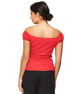 Banned Retro Winnie Off Shoulder Vintage Top Red