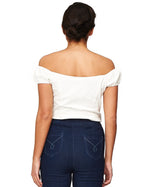 Banned Retro Winnie Off Shoulder Vintage Top Off White