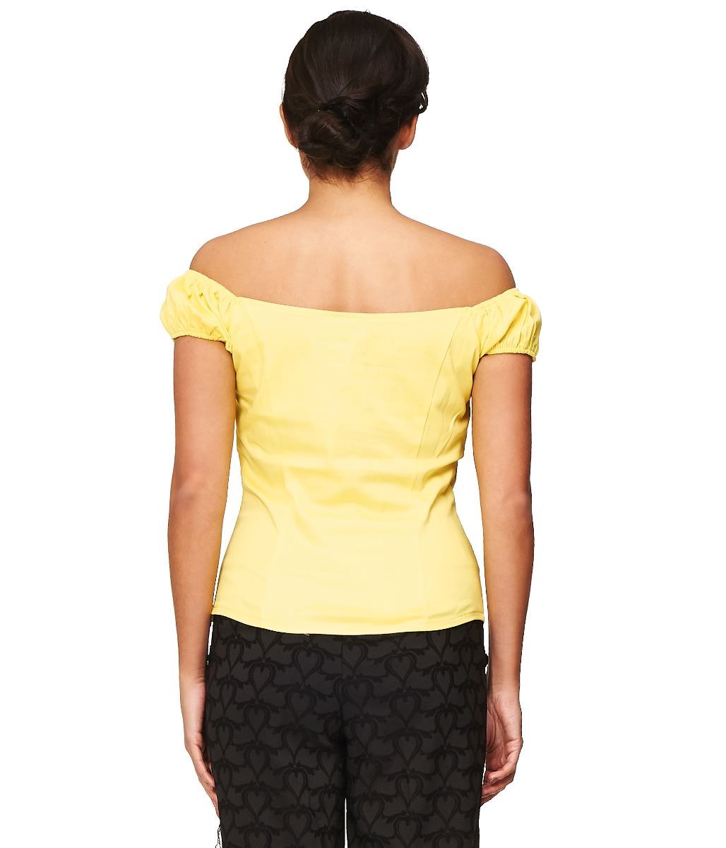 Banned Retro Winnie Off Shoulder Vintage Top Yellow