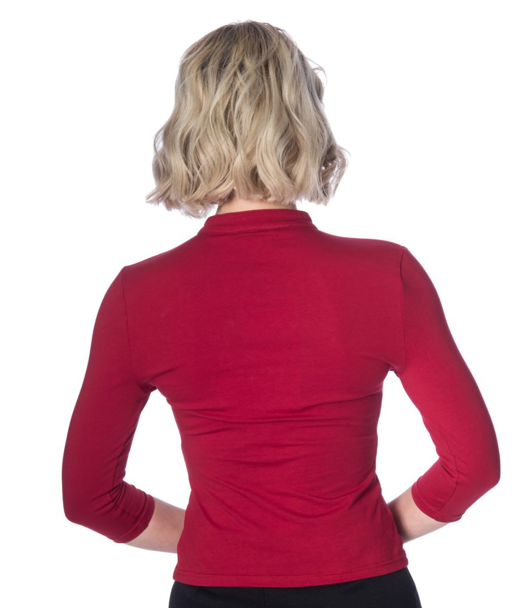 Emily Peek A Boo Mandarin Collar Top