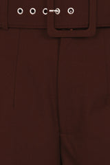 Banned Joanna 40s Wide Leg Trousers - Vintage Style Belted Comfort Pants-Brown
