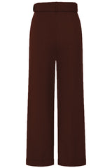 Banned Joanna 40s Wide Leg Trousers - Vintage Style Belted Comfort Pants-Brown