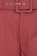 Banned Joanna 40s Wide Leg Trousers - Vintage Style Belted Comfort Pants-Wash Burgundy