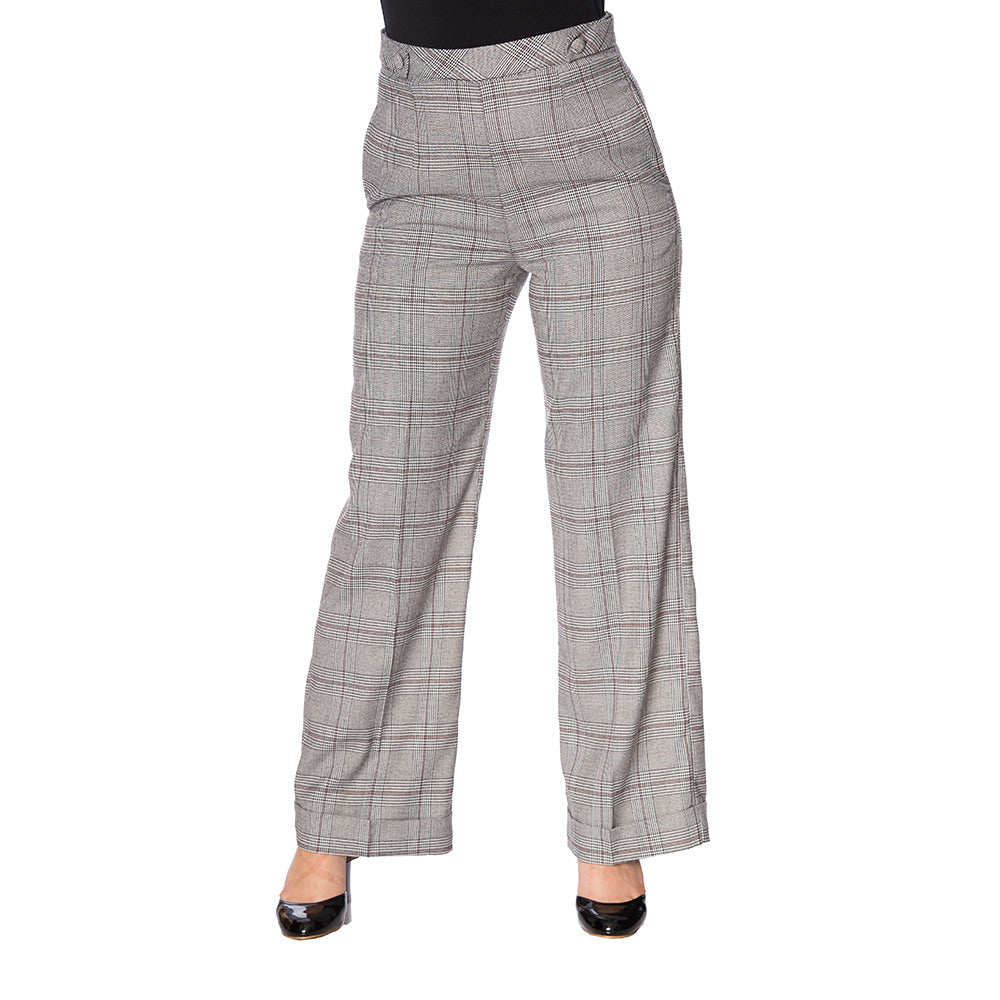 THE CLASSY 40s CHECK FLARE TROUSER