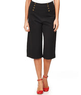 Banned Retro 1950's Cecille Vintage Flare Capri Trouser Black