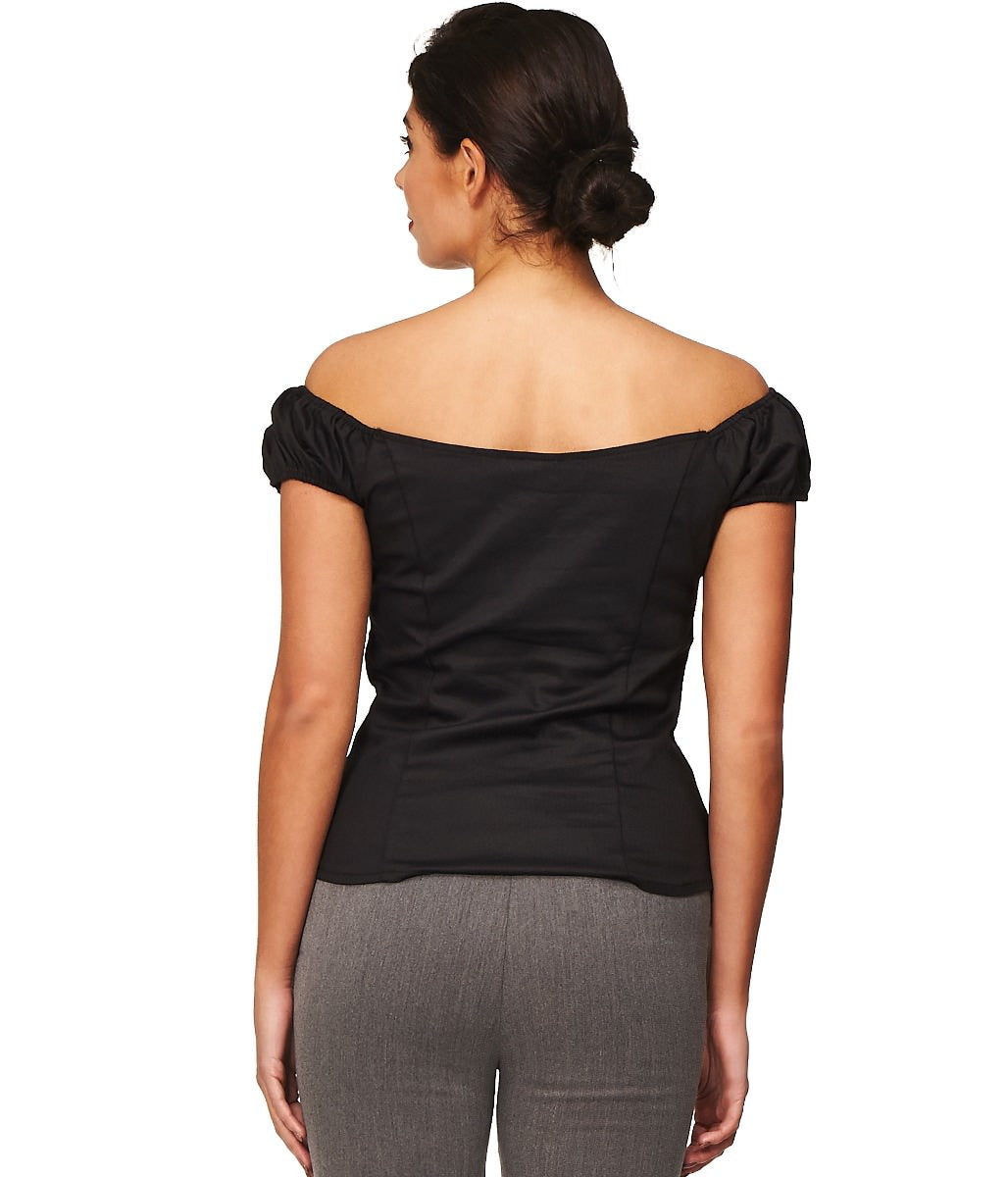 Banned Retro Winnie Off Shoulder Vintage Top Black
