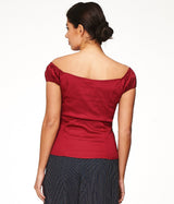 Banned Retro Winnie Off Shoulder Vintage Top Bordeaux