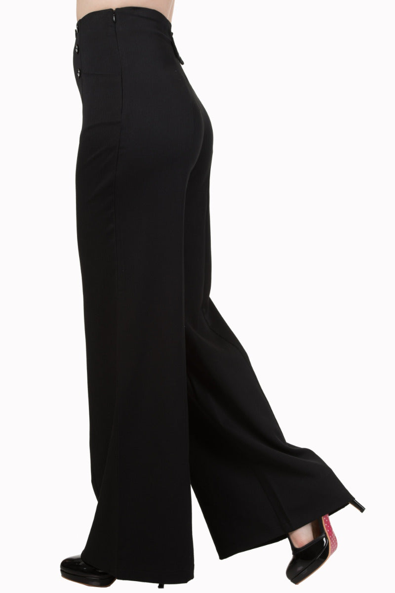 STAY AWHILE ANCHOR NAUTICAL WIDE LEG TROUSERS