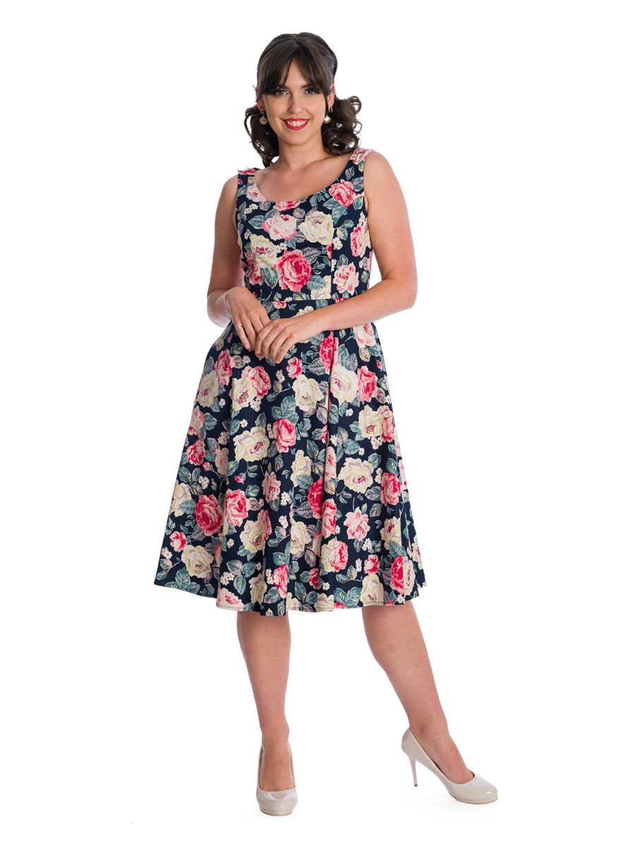 50's Style Rose Bloom Lady Jane Floral Swing Dress by Banned Retro