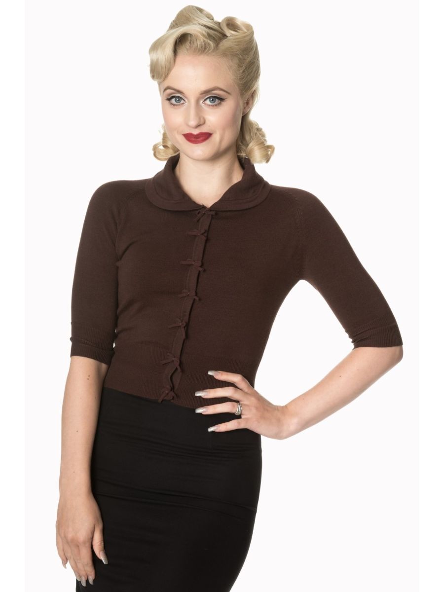 APRIL SHORT SLEEVE CARDIGAN Brown